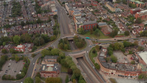 rising aerial shot over rickmansworth road roundabout watford