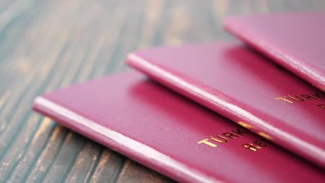 close-up of turkish passports