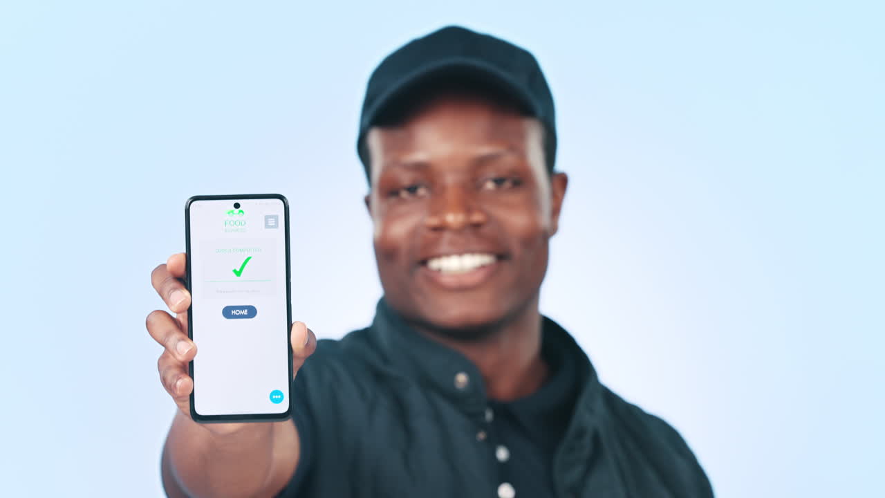 Delivery man, phone screen