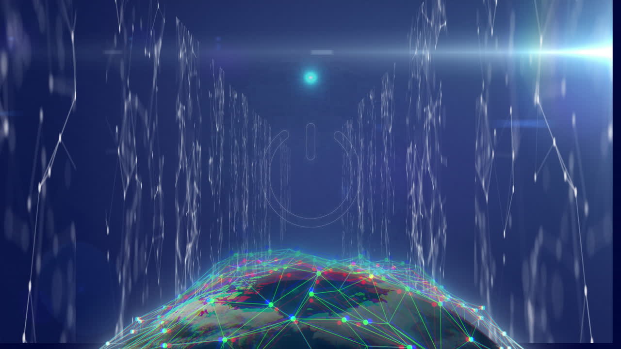 Animation of off button and shapes over globe