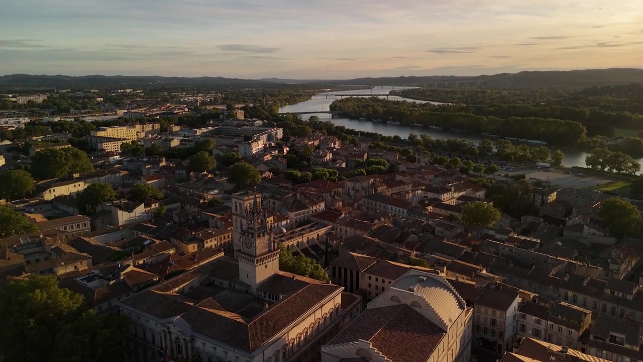 Palace of the Popes Gothic residence in Avignon, France 14th century landmark from above