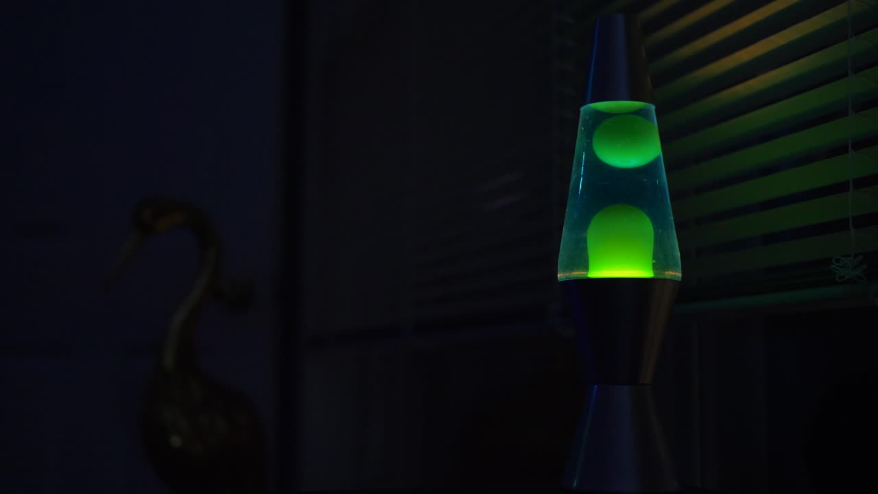 Green lava lamp up close. Real time