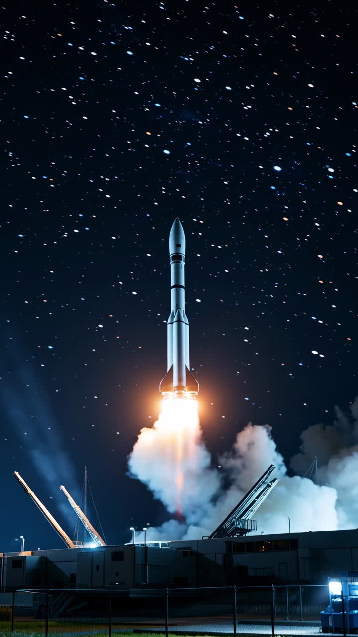 Rocket Launch Against a Starry Night Sky