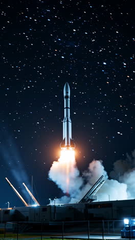 rocket launch against a starry night sky