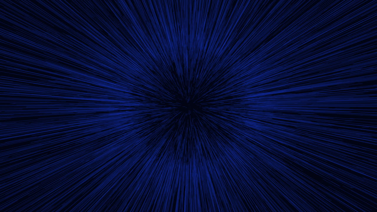 Blue warp speed starfield tunnel background with radial motion blur effect