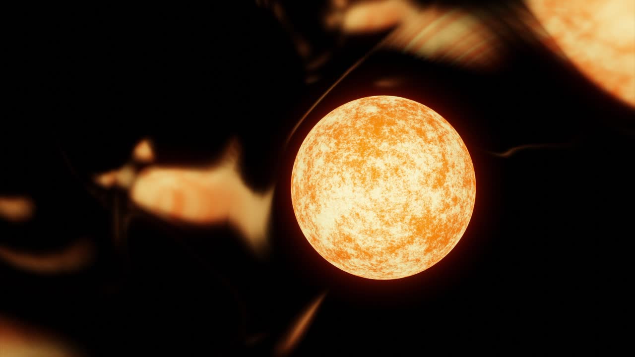 светящаяся оранжевая планета в космосе