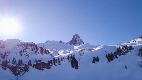 Shot-of-a-mountain-peak-in-Flums,-Switzerland-on-a-beautiful-sunny-winter-day
