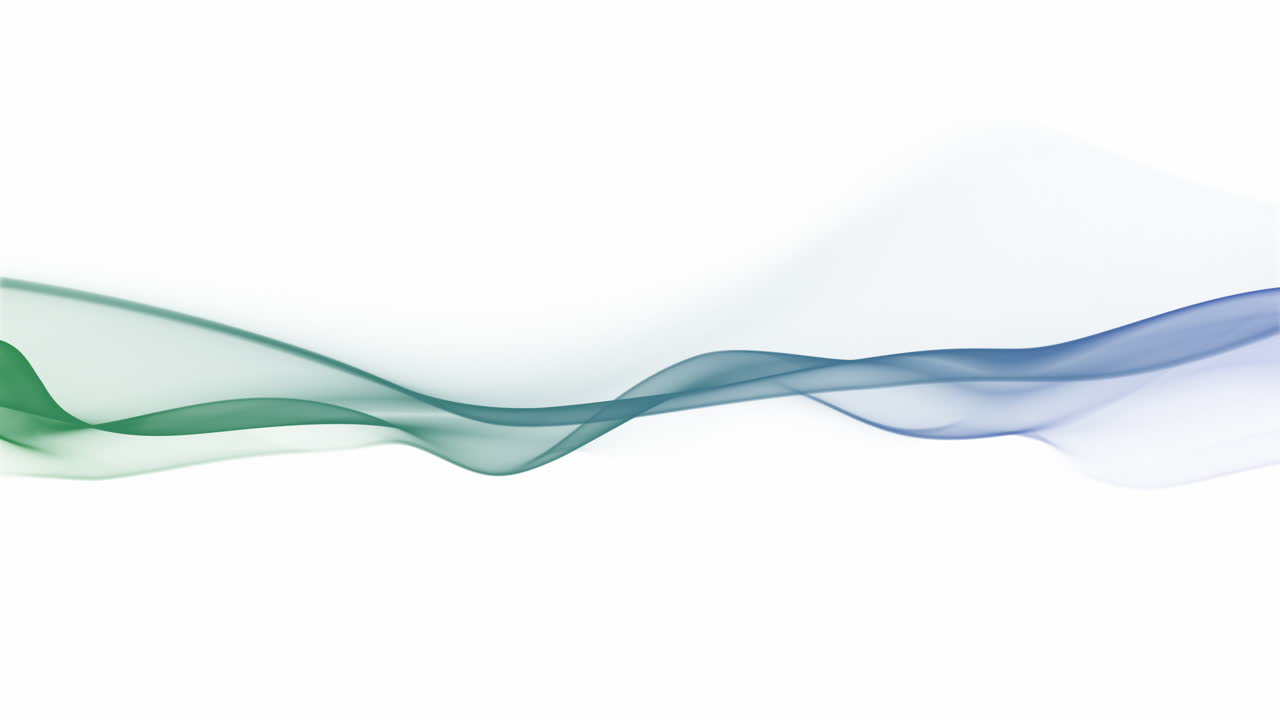 Abstract Green and Blue Flowing Wave on White Background