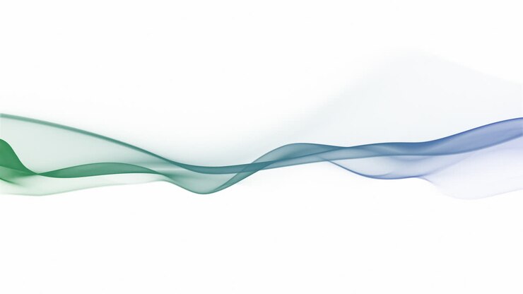 Abstract Green and Blue Flowing Wave on White Background