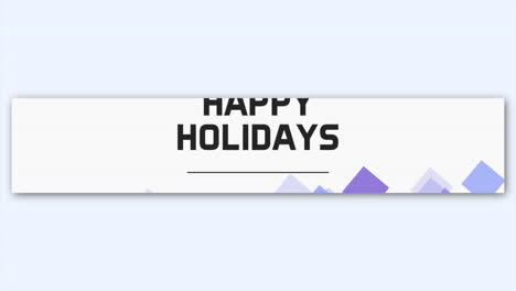 holiday greetings in diagonal pattern - purple and blue triangles on white banner