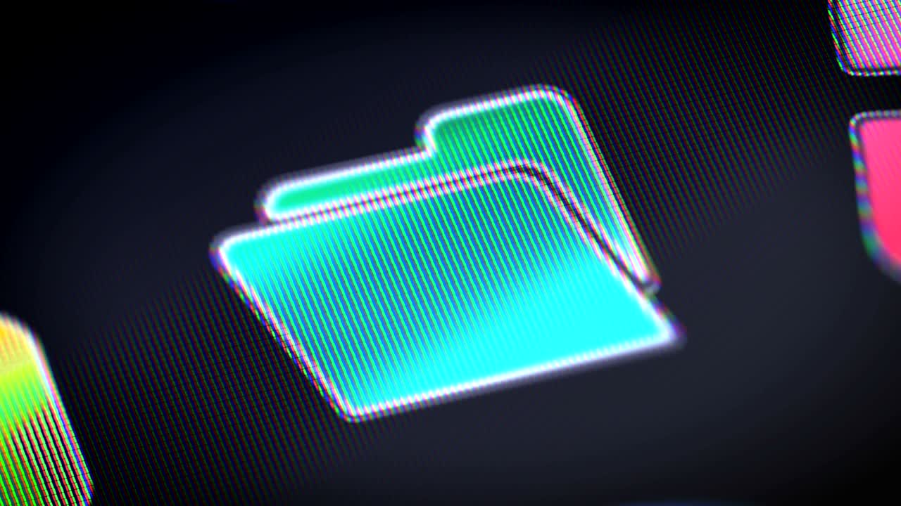 File icon on the screen. Looping.