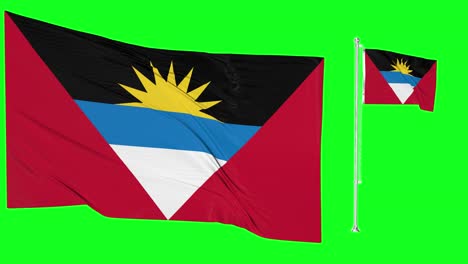 Greenscreen-Schwenkt-Antigua-Y-Barbuda-Flagge-Oder-Fahnenmast