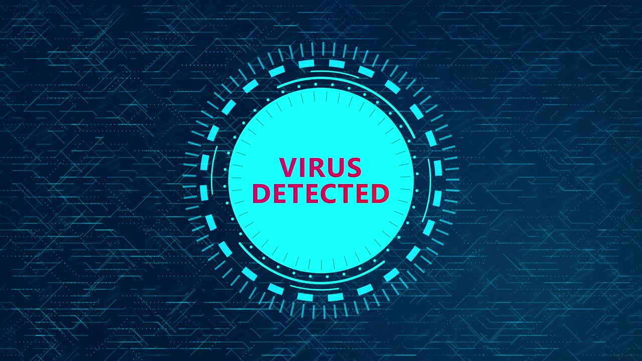 Futuristisk koncept for opdaget virus med roterende HUD-elementer og kredsløbsdesign 2024 9 Virus opdaget