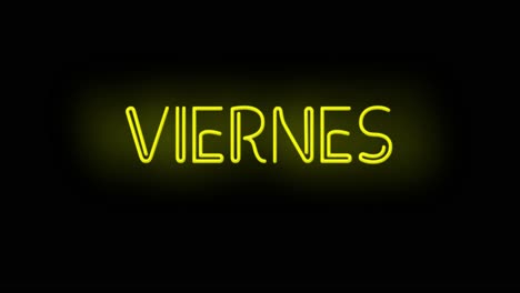 flashing orange yellow viernes sign on black background on and off with flicker