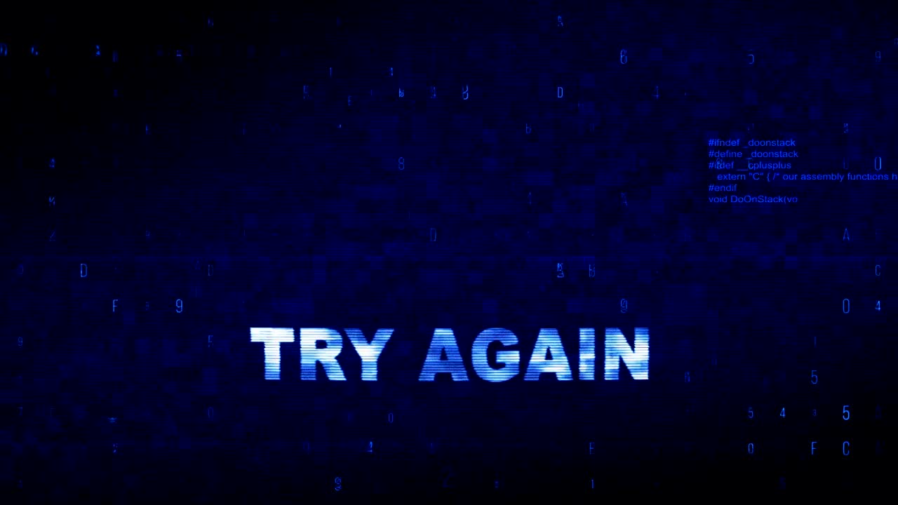 trate de nuevo texto ruido digital sacudida glitch distorsión efecto error animación.