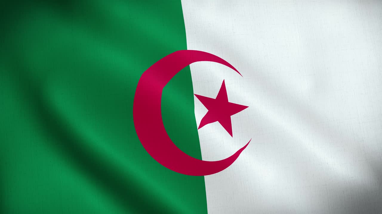 National Animated Sign of Algeria, Animated Algerian flag, Algeria Flag waving, Algerian flag waving in the wind.