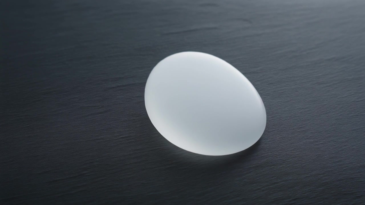 Single Translucent Silicone Breast Implant on Dark Textured Surface