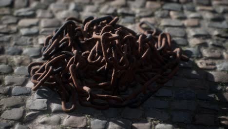 vintage rusty hand-made iron chain