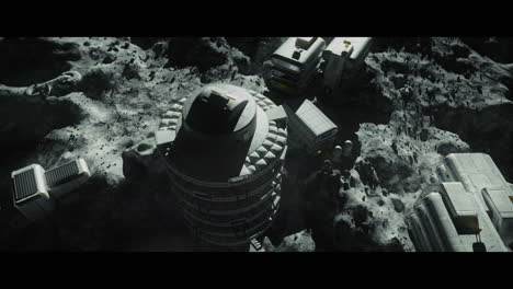 moon surface with a lunar base