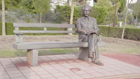 albert einstein memorial in coastal town de haan, belgium