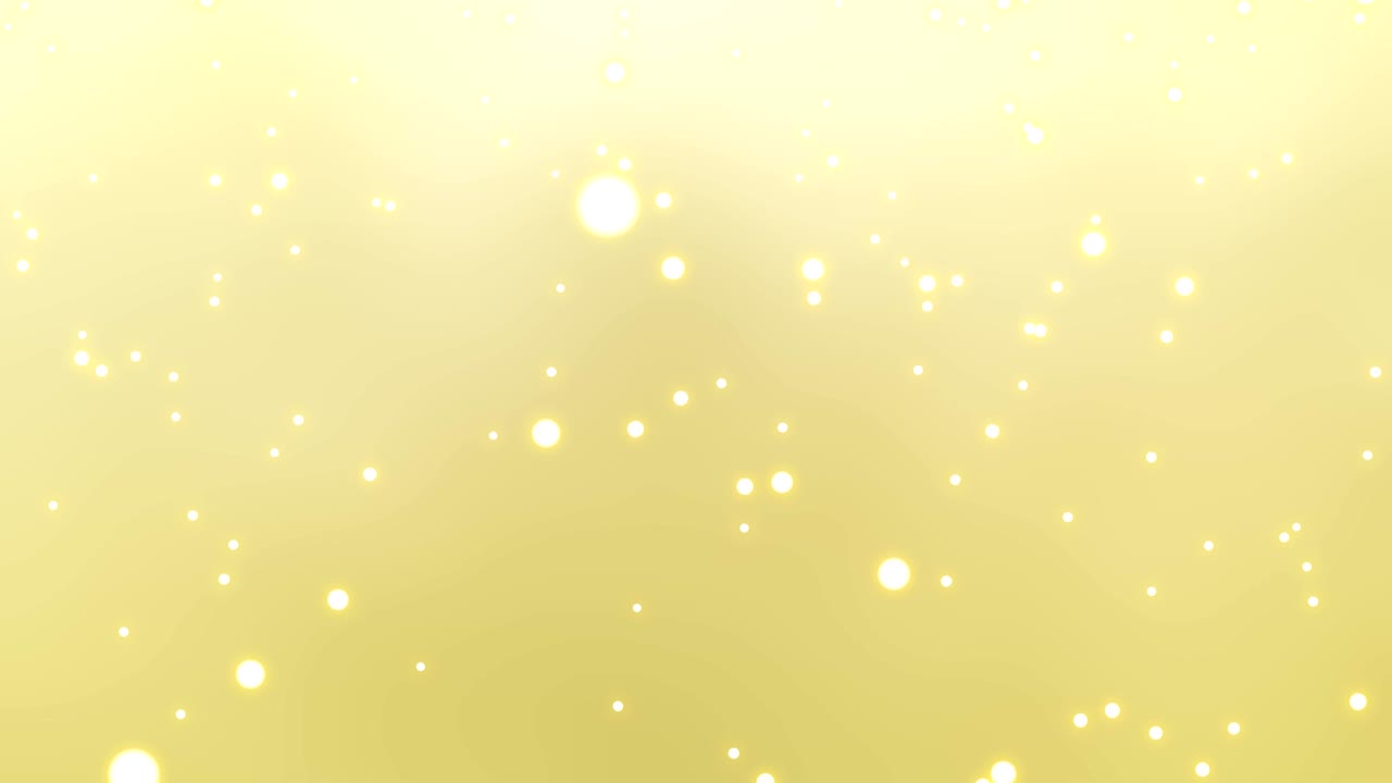 금색 배경에 반이는 색 스노우볼과 함께 떨어지는 콘페티의 애니메이션. 추상적인 부드러운 배경