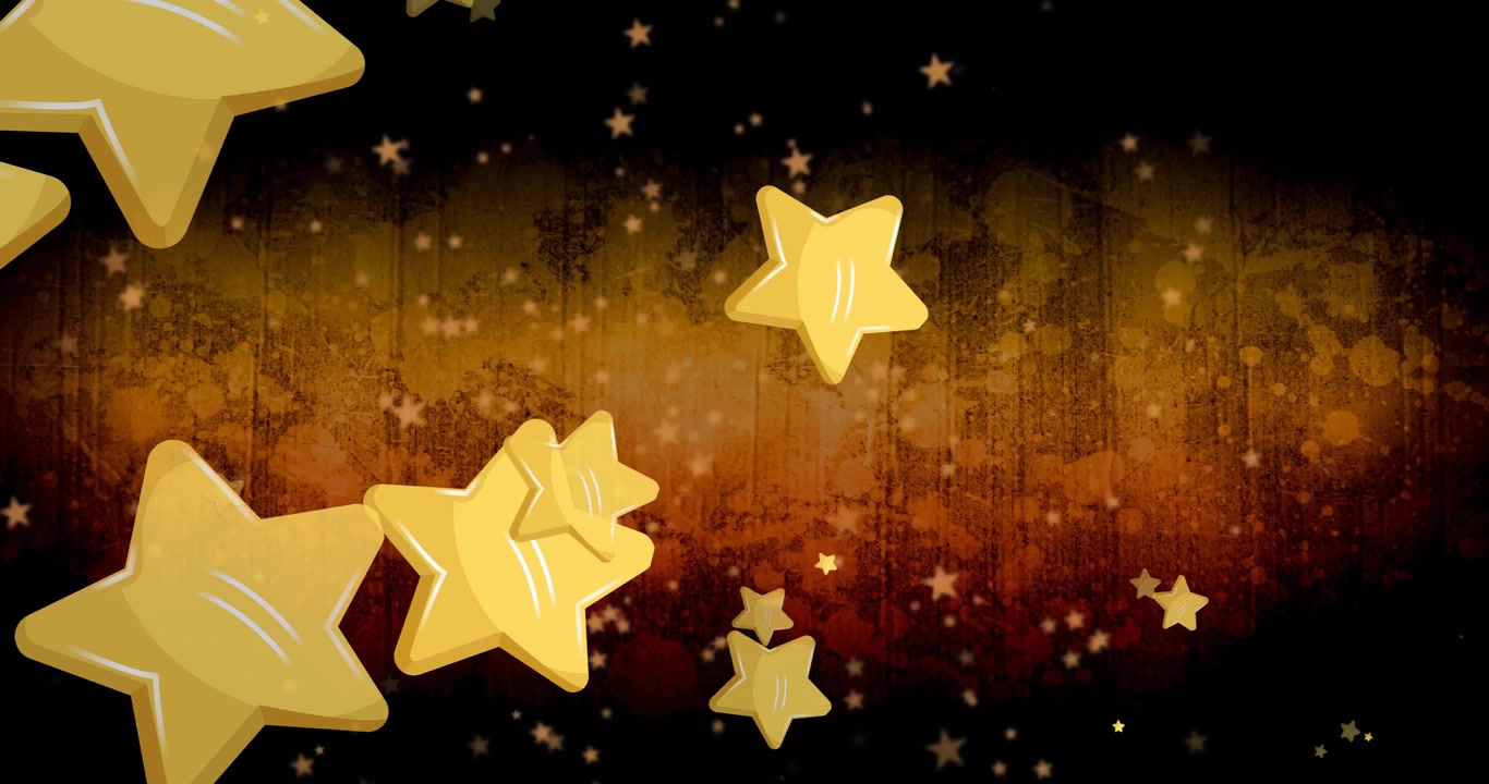 Animazione di stelle dorate che cadono su una vecchia mappa su sfondo scuro.