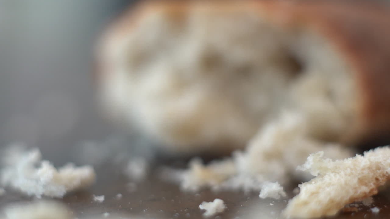 먹다 남은 빵 한 조각을 가져오기 위해 매크로 푸시 동작