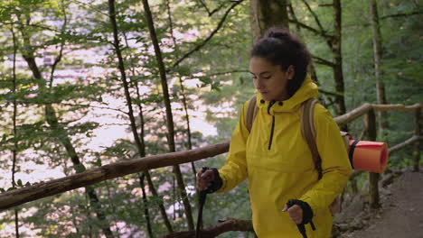 woman hiking in forest