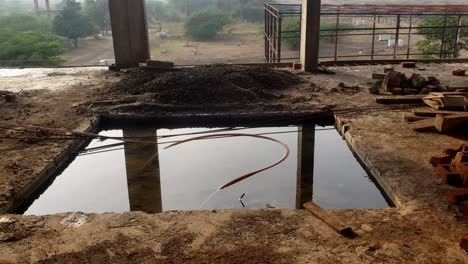 construction site with water puddle
