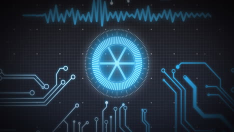 animación del escaneo del alcance, los elementos del procesador y el procesamiento de datos sobre la cuadrícula