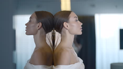 profile portrait of a woman with reflection