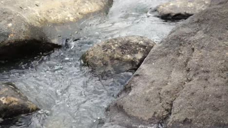 water flows between the rocks with small water discharge in the dry season