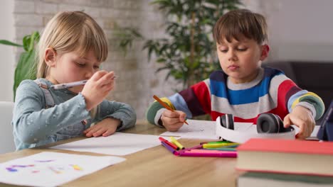 handheld video of sibling doing homework together