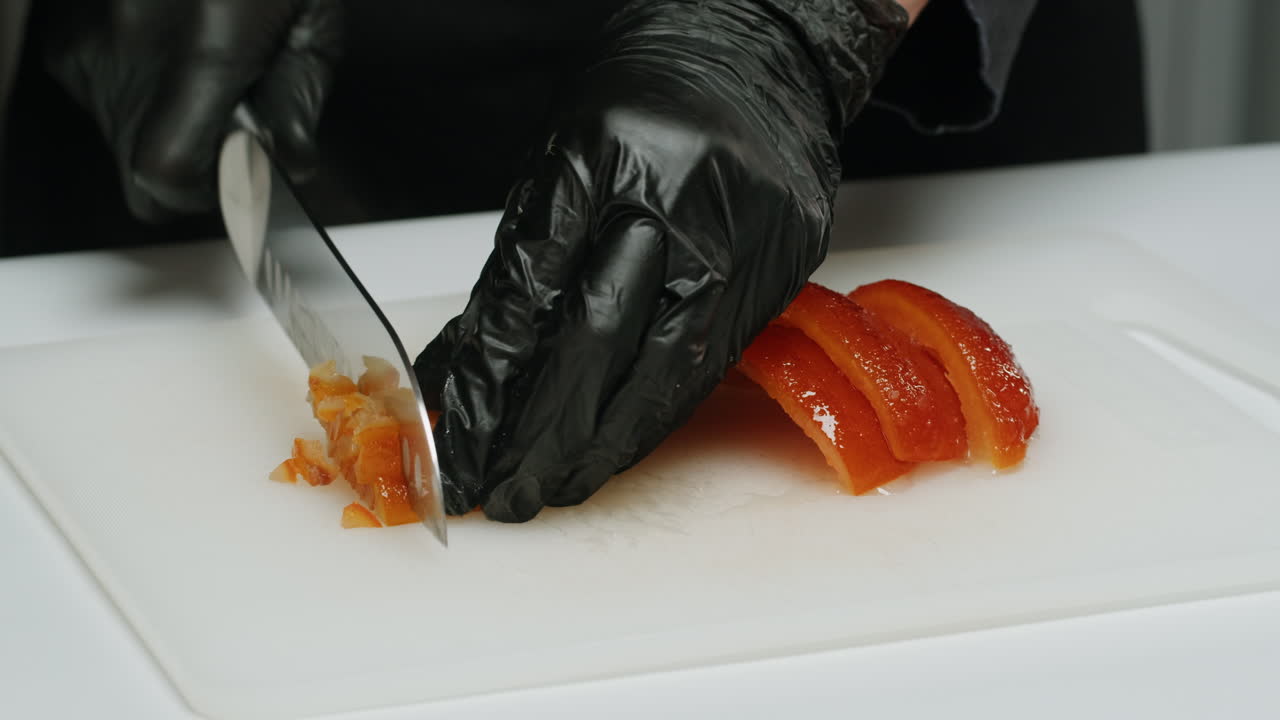 Chef Cutting Candied Orange Peel