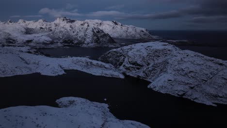 Aerial-view-of-Norway-snow-mountain-beautiful-landscape-during-winter