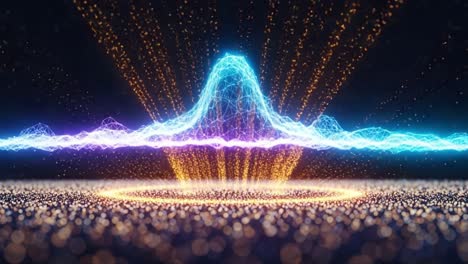 dynamic waves of light: a stunning visualization of energy patterns captured in two frames, showcasing an exquisite blend of colors and forms with a 3d effect