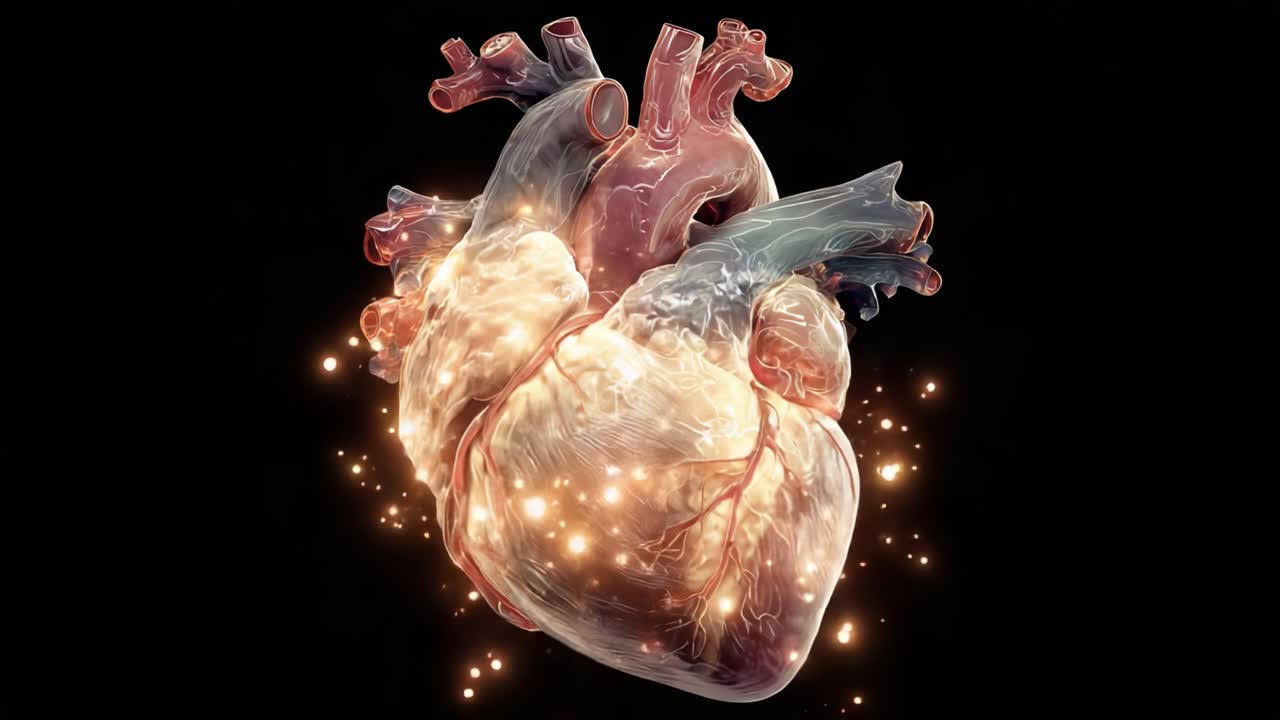 A Stunning Visual Representation of a Human Heart, Capturing Its Intricate Anatomy and Dynamic Functionality in a Radiant and Detailed Display