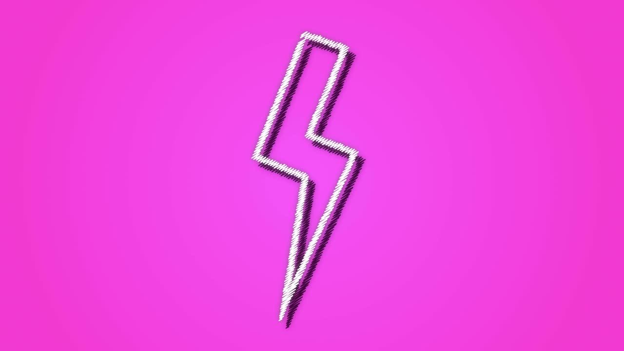 만화 천둥 볼트 스케치 스타일 배경 루프 또는 그래픽 리소스 분홍색