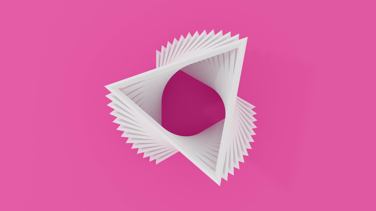 색 삼각형이 위로 날아가고 회전하는 3d 애니메이션 컴퓨터 렌더링 4k 원활한 루프 애니메이션