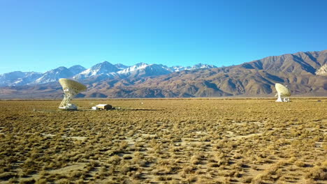 aerial view around the owens valley radio observatory, in the sierra mountains of california, usa - circling, drone shot