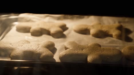 Timelapse:-Baking-man-shaped-gingerbread-cookies-in-kitchen-oven