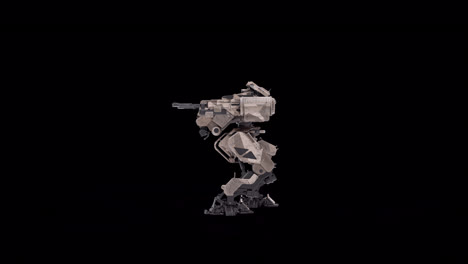 3d model of the robot, warrior futuristic machine rendering animation, rigged skeletal structure, walking left left view, overlay with alpha matte channel, sci-fi concept