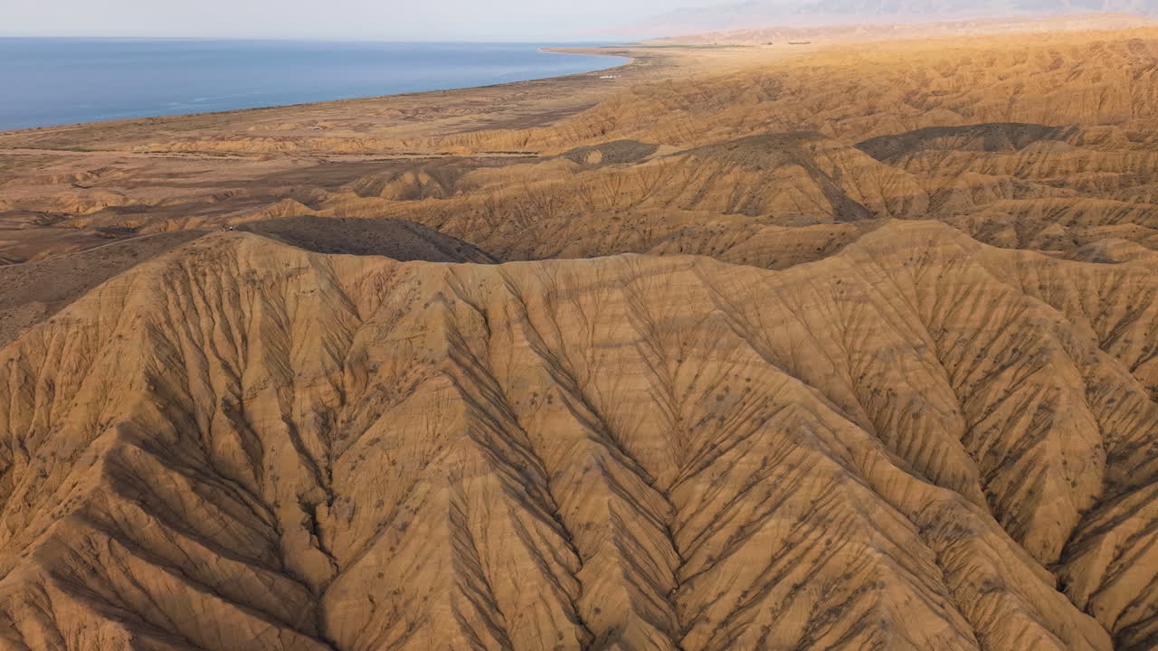 Surreal Landscape Of Fairytale Canyon In Kyrgyzstan, Central Asia. Aerial Drone Shot