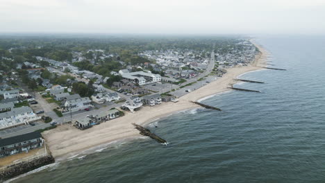 dennis port on nantucket sound in massachusetts at sunset, aerial view