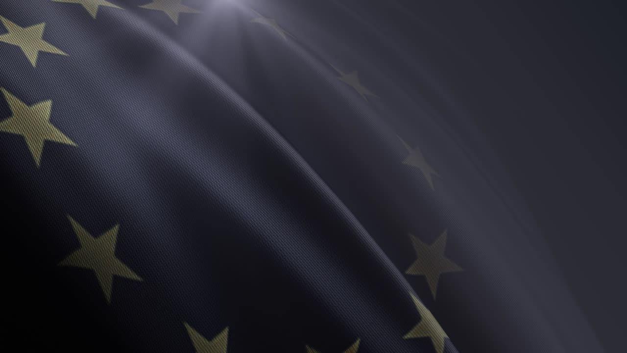Full Screen European Union Flag is Waving Slowly and Loopable