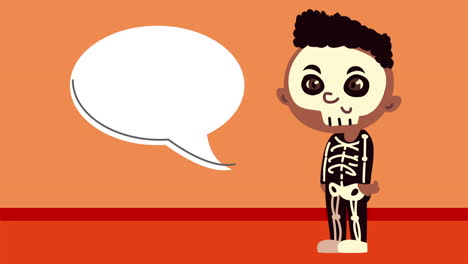 happy halloween animation with little skeleton