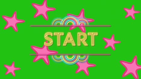Animation-of-start-text-over-pink-stars