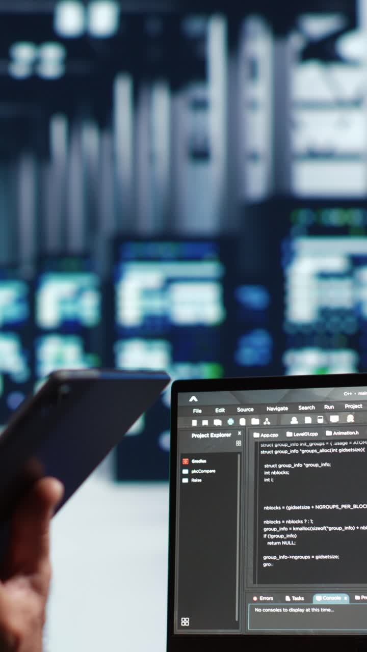 Vertical Technician running code in data center