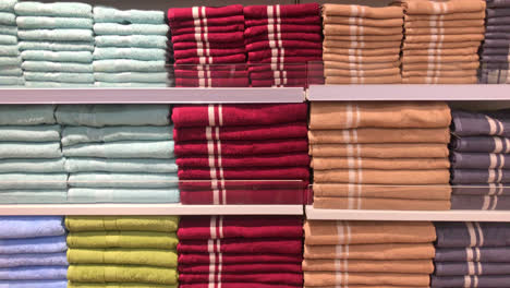 colorful towel on shelf in retail store