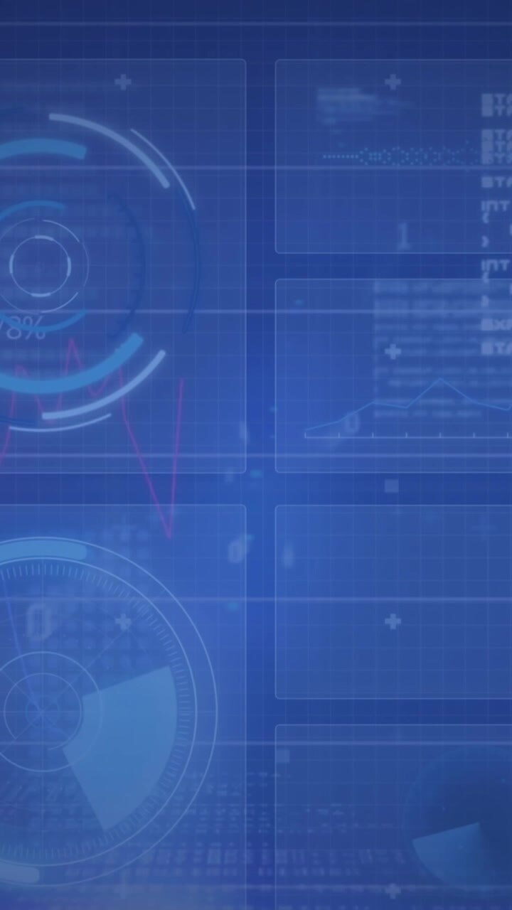 Animation of interface with round scanner, microprocessor connections and data processing